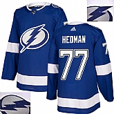 Lightning #77 Hedman Blue With Special Glittery Logo Adidas Jersey,baseball caps,new era cap wholesale,wholesale hats